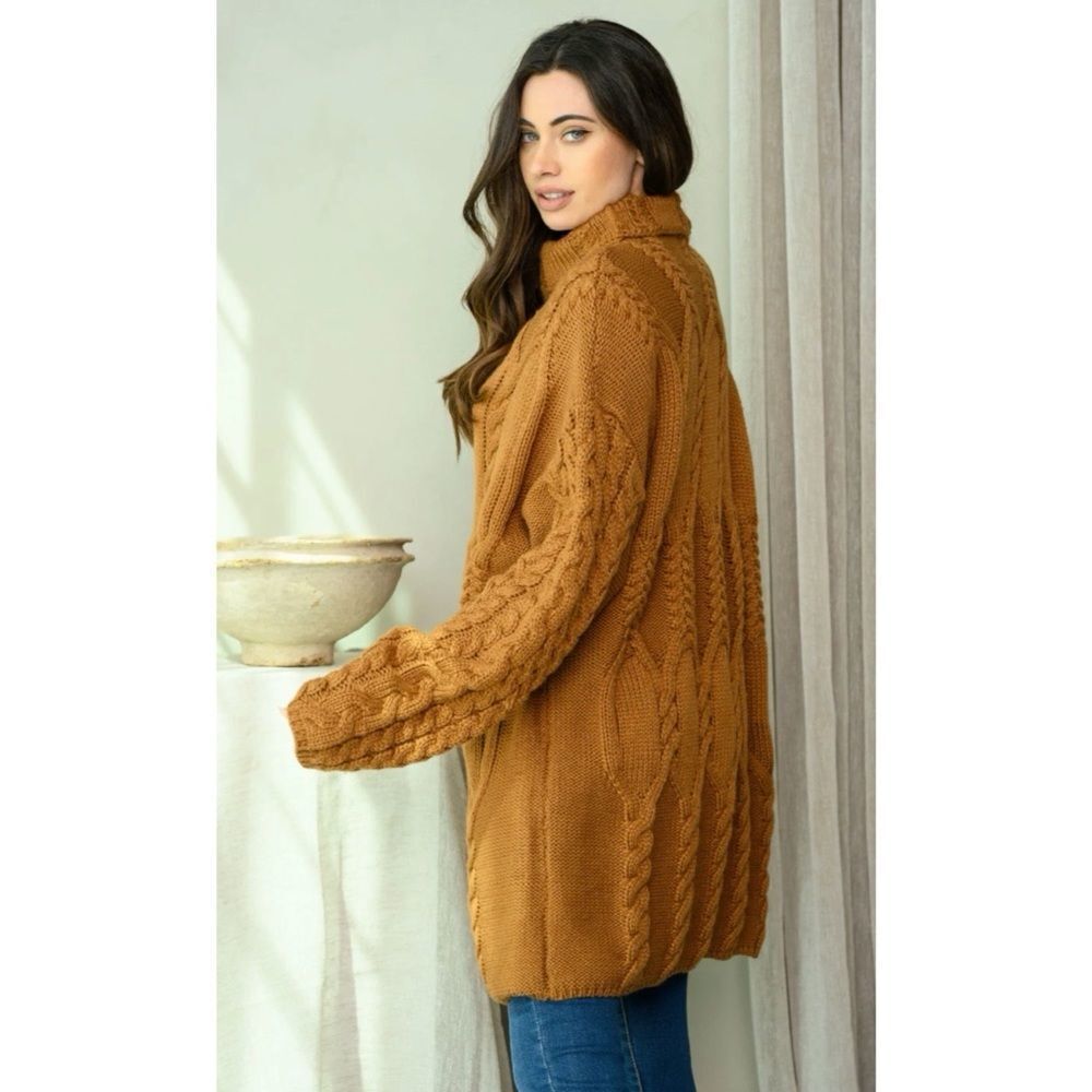 NEW Cloud Ten Sweater oversized Knit Camel Brown M L - Picture 4 of 10